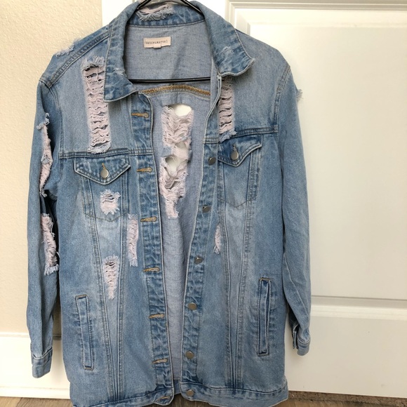 destroyed oversized denim jacket
